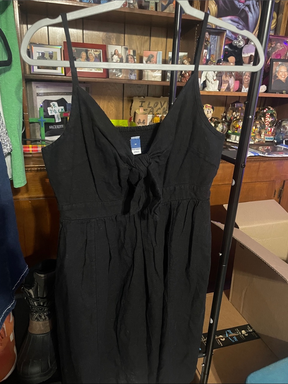 Old Navy Black Tie-Front Spaghetti Strap Mini Dress